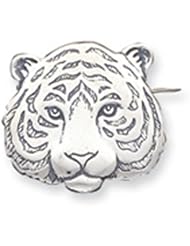 Sterling Silver Antiqued Tiger Face Pin