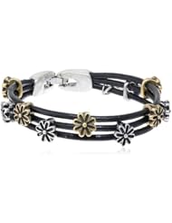 Lucky Brand Two-Tone Flower Woven Bracelet, 7.5"