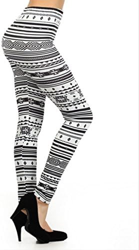 Il Capriccio Womens Aztec Print Leggigns with High Waist S/M Balck / White