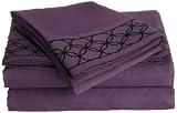 Cathay Home Fashions Luxury Silky Soft Circles Flock Microfiber King Sheet Set, Eggplant