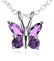 Sterling Silver Amethyst Butterfly Pendant, 18"