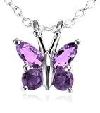 Sterling Silver Amethyst Butterfly Pendant, 18