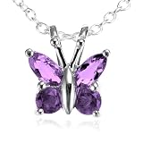 Sterling Silver Amethyst Butterfly Pendant, 18" ~ Amazon.com Collection