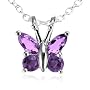 Sterling Silver Amethyst Butterfly Pendant, 18"