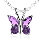 Sterling Silver Amethyst Butterfly Pendant, 18