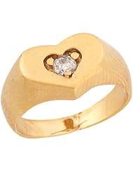 10k Real Yellow Gold White CZ Heart Shaped Cute Baby Girls Ring