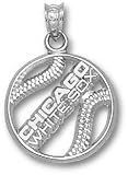 Chicago White Sox Solid Sterling Silver ''CHICAGO WHITE SOX'' Pierced Baseball Pendant
