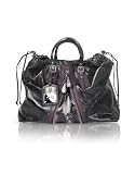 Francesco Biasia Mary - Black Calfskin and Python Trim Large Tote Bag