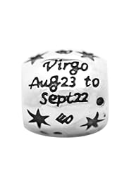 De Buman 925 Silver Zodiac Virgo Charm Bead-fits Pandora, Troll & Chamilia European Charm Bracelets