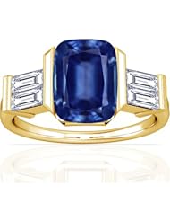 18K Yellow Gold Cushion Cut Blue Sapphire Fana Designer Ring (GIA Certificate)
