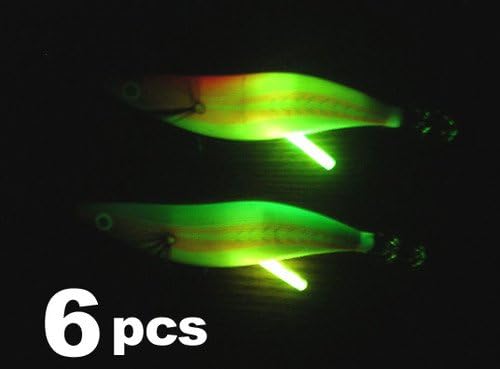 6x130mm Luminous Fishing Lures Baits Squid Shrimp Jigs with Night Light Stick