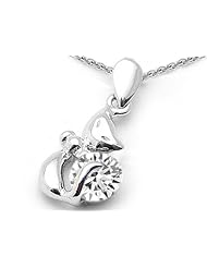 Original Star K (tm) Round 6mm Genuine White Topaz Cat Pendant in 925 Sterling Silver