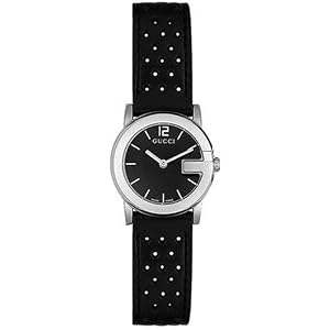 GUCCI G-Round Women's Black Leather Watch