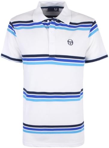 Sergio Tacchini Men's Polo Shirt Striped T-Shirt - Fig Large White