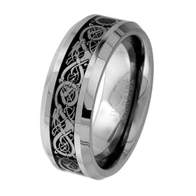8mm Celtic Design Dragon Inlay Tungsten Carbide COMFORT-FIT Wedding Band Ring for Men (Size 7 to 14): The World Jewelry Center: Jewelry