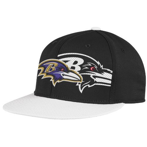 NFL Men's Baltimore Ravens End Zone 2 In 1 Flat Visor Flex Hat - Tw80Z (Black, Large/X-Large)
