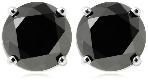 14k White Gold Black Diamond Studs (4 cttw)
