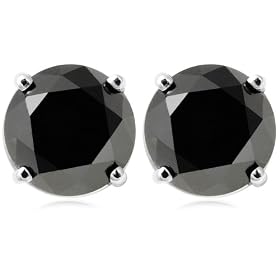 14k White Gold Black Diamond Stud Earrings (4 cttw) by Amazon.com Collection