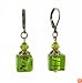 Earrings - E310 - Murano Style Glass - Cube ~ Olive Green