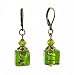 Earrings - E310 - Murano Style Glass - Cube ~ Olive Green