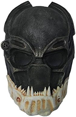 LYongBF YFY-7U Lion King Berserker Predator Mask Scary Halloween Ghosts Fiberglass Mask (Black and White)