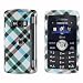 Blue & Brown Cross Checker Plaid Design Snap on Hard Cover Protector Faceplate Skin Case for Verizon Lg Env3 Env 3 Vx9200 Vx-9200 + Belt Clip