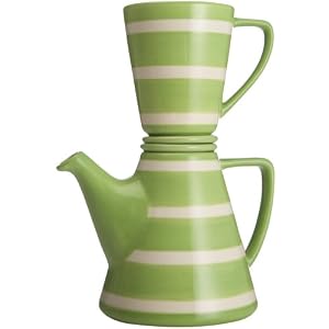Signature Afternoon 4-Piece Tea-for-One Set, Green and White Stripe