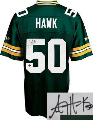 AJ Hawk Green Bay Packers NFL Hand Signed Authentic Style Green Jersey