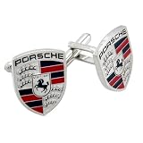 Silver Porsche Logo Cufflinks Automotive Car Cuff Links
