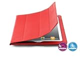 DigiOrange(TM) Slim Genuine Leather Case for Apple iPad 2 - RED