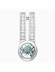 14K White Gold Round Cut Sky Blue Topaz and Diamond Pendant -- LIFETIME WARRANTY