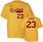 LeBron James adidas Gold Name and Number Cleveland Cavaliers T-Shirt