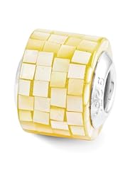 Sterling Silver Reflections Yellow Mother of Pearl Mosaic Bead
