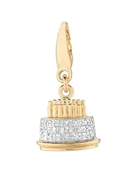 Gold over silver 0.09ct TDW Diamond Birthday Cake (Charm)