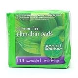 Seventh Generation Feminine Care Ultra-thin Overnight with Wings 14 count Chlorine Free Pads