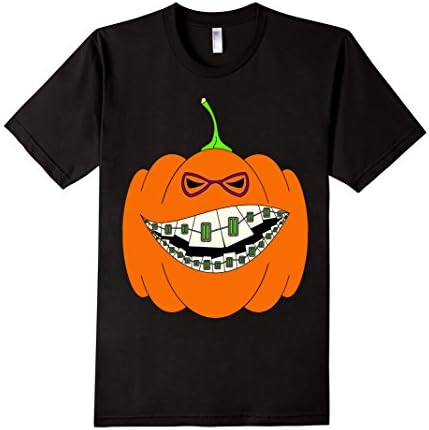 Men's Happy Halloween Pumpkin with Braces Orthodontics Horror Geek XL Black