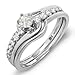 14k White Gold Round Diamond Ladies Swirl Promise Bridal Engagement Ring Set Matching Band (0.60 cttw, H-I Color, I1-I2 Clarity)