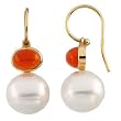 14K Yellow Gold Paspaley South Sea Cultured Pearl and Carnelian Earrings - 12.00mm