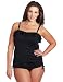 Jantzen Women's Plus Size Ruffle Trim Bandeaukini Swim Top, Black, 22W