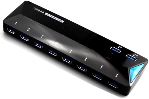 LB1 High Performance New 10-Port SuperSpeed USB 3.0 Hub for MSI GT70 2OD-039US Dragon Edition v2 RED 17.3" i7 4930MX EXTREME 3.9GHz NVIDIA GTX 780M 32GB RAM Super RAID v2 384GB SSD + 1TB HDD BDRE Windows 8 10 Ports USB 3.0 Hub with 8 USB 3.0 Data Ports + 2 Smart Charging Port (5V / 1.5A) with 12V 4A Power Adapter