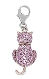 14k Two-Tone Cat Round 1.5 mm Pink Sapphire Charm