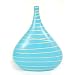 Handmade Dark Blue Ceramic Bulb Style Flower Vase With Dramatic Line Accents