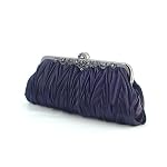 Satin Clutch Dark Blue Evening Handbag Gift Idea