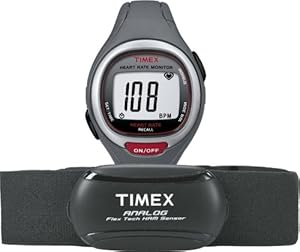Timex Unisex T5K729 Easy Trainer Analog HRM Flex Tech Chest Strap & Mid-Size Gray/Red Watch