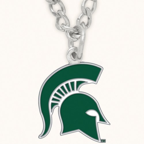 Michigan State Spartans Chain Necklace and Enameled Pendant with NCAA College Sports Team Logos