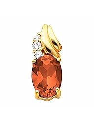 14K Yellow Gold Oval Cut Fire Opal and Diamond Pendant -- LIFETIME WARRANTY