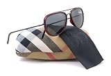 Burberry Men's 3047 Shiny Black / Bordeaux Frame/Grey Lens Metal Sunglasses