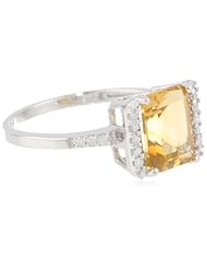 Sterling Silver Classic Citrine Diamond Ring (0.13cttw, I-J Color, I2-I3 Clarity), Size 7