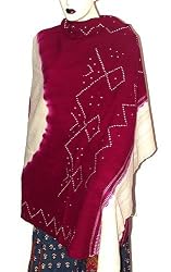 Tie and Dye Embroidered Shawls Wool Fabric Wrap Clothing from India 80 x 35 inches