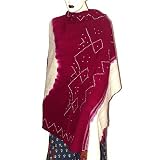 Tie and Dye Embroidered Shawls Wool Fabric Wrap Clothing from India 203 Cm x 88 Cmby ShalinIndia